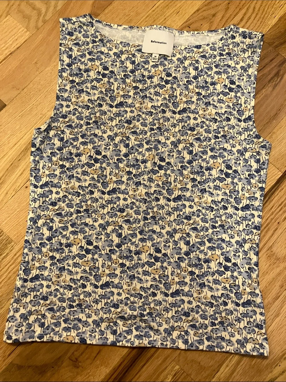 Reformation Blue and Cream Floral Tank Top - Picture 4 of 6